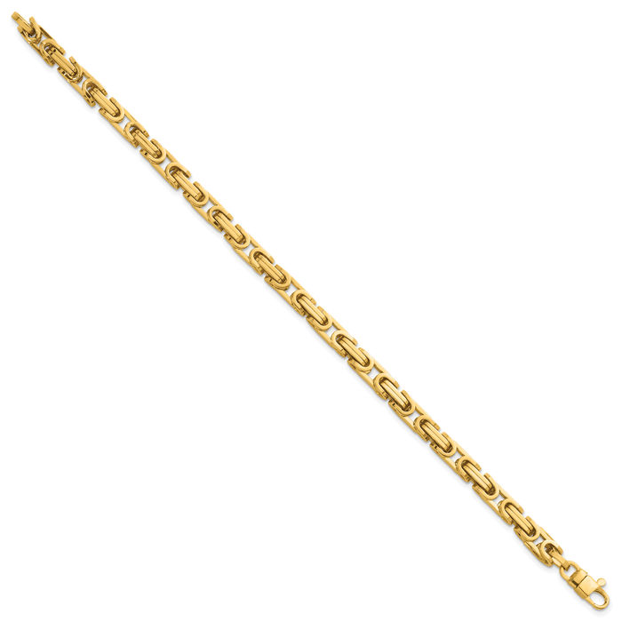 14K Solid Yellow Gold 5mm Byzantine Link Chain Bracelet