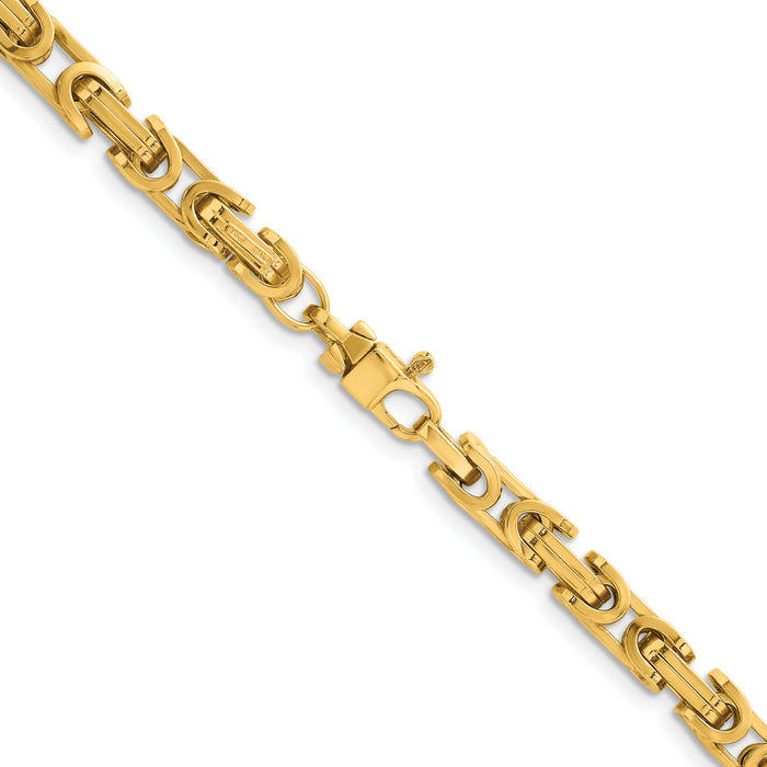 14K Solid Yellow Gold 5mm Byzantine Link Chain Necklace Viking