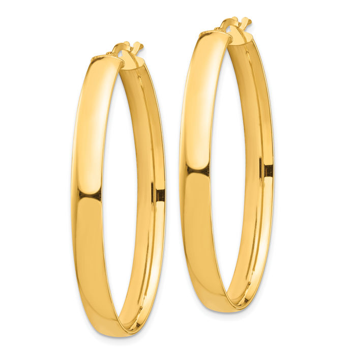 14K Solid Yellow Gold 5mm Oval Large Hoop Earrings