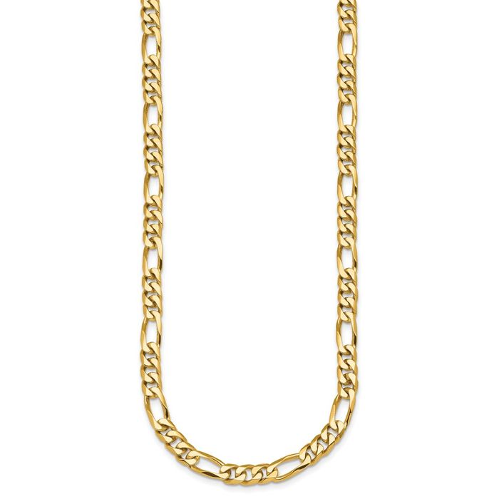 14K Solid Yellow Gold 6.2mm Figaro Link Chain Necklace