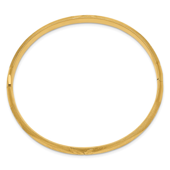 14K Solid Yellow Gold 6.35mm Florentine Bangle Bracelet