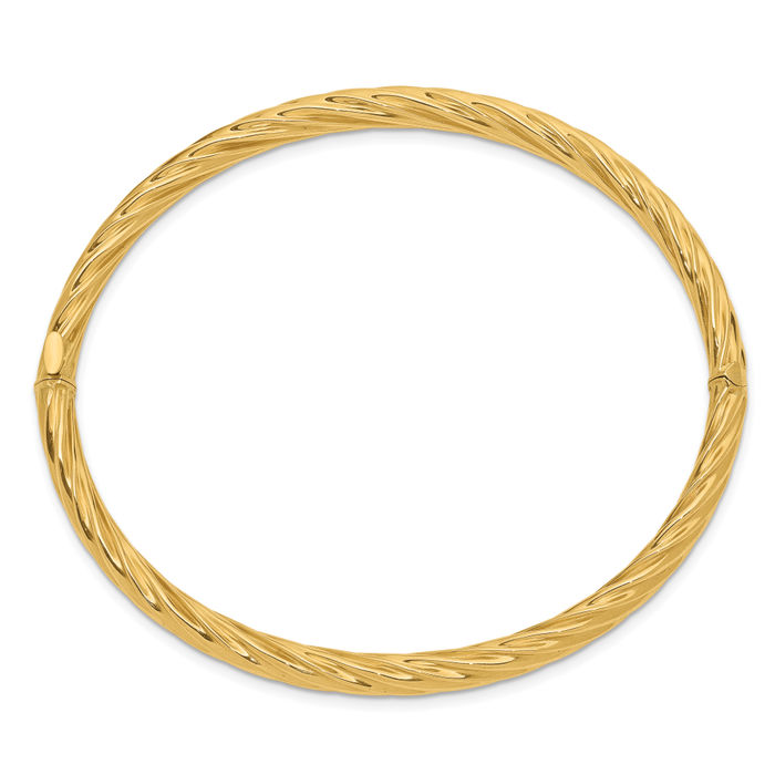 14K Solid Yellow Gold 6.35mm Bangle Bracelet