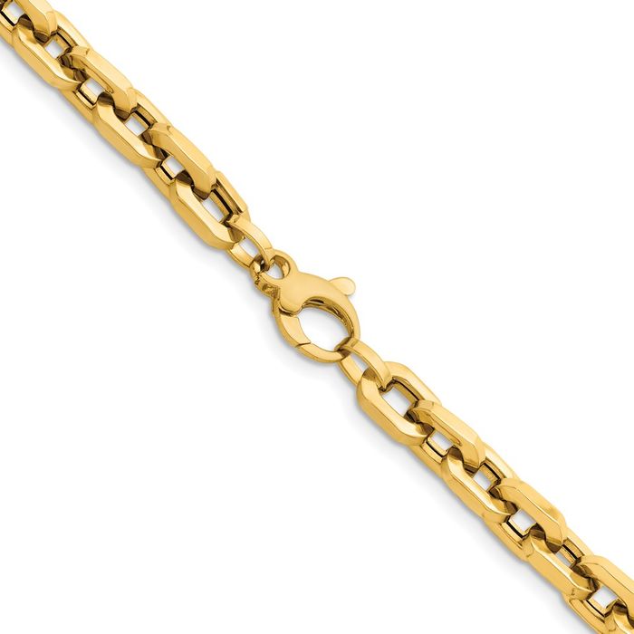 14K Solid Yellow Gold 6.5mm Link Chain Necklace