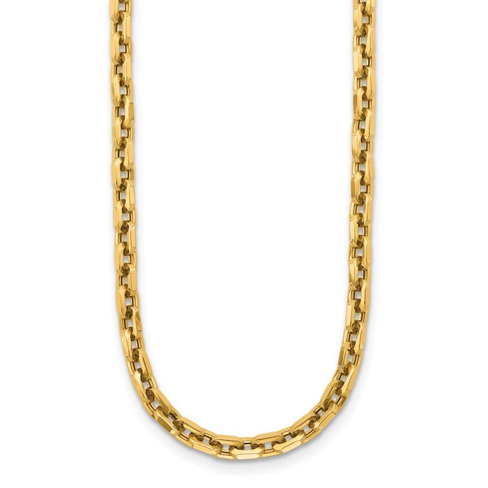 14K Solid Yellow Gold 6.5mm Link Chain Necklace