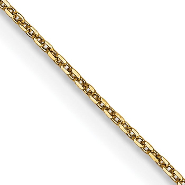 14K Solid Yellow Gold 0.65mm Round Cable Rolo Link Chain Belcher Necklace