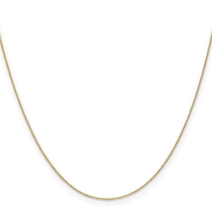 14K Solid Yellow Gold 0.65mm Round Cable Rolo Link Chain Belcher Necklace