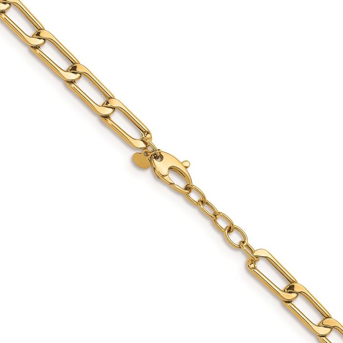 14K Solid Yellow Gold 6.8mm Enlongated Curb Link Chain Necklace