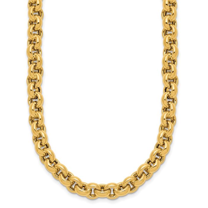 14K Solid Yellow Gold 6.8mm Cable Rolo Link Chain Belcher Necklace