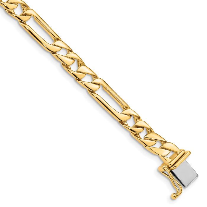 14K Solid Yellow Gold 6mm Figaro Box Link Chain Bracelet