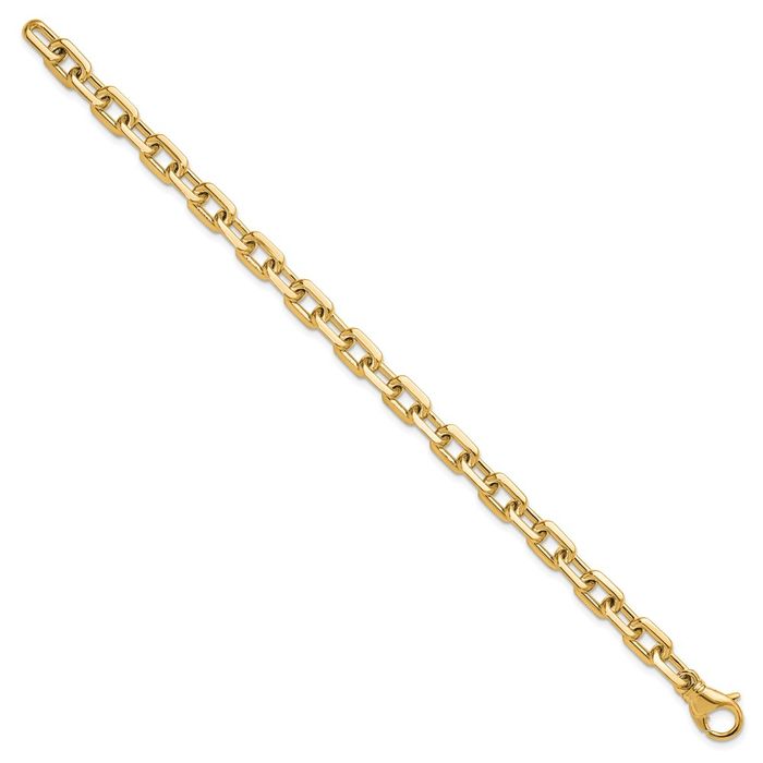 14K Solid Yellow Gold 6mm Knife Edge Cable Rolo Link Chain Bracelet