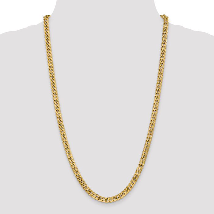 14K Solid Yellow Gold 6mm Miami Cuban Curb Link Chain Necklace