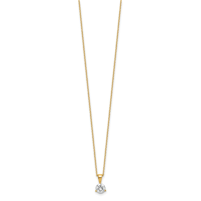 14K Solid Yellow Gold Round Lab Diamond Solitaire Necklace Chain Pendant Charm