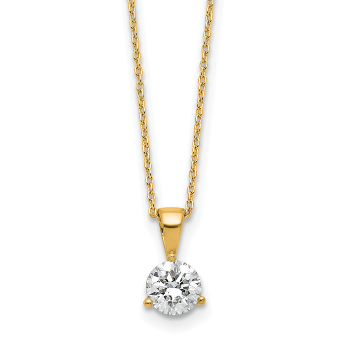 14K Solid Yellow Gold Round Lab Diamond Solitaire Necklace Chain Pendant Charm