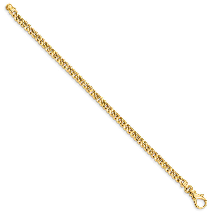 14K Solid Yellow Gold 4.5mm Curb Link Chain Bracelet