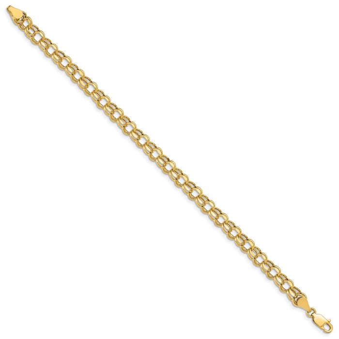 14K Solid Yellow Gold 5.5mm Double Link Chain Charm Bracelet