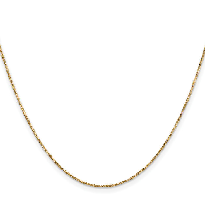 14K Solid Yellow Gold 0.7mm Rope Chain Twisted Link Necklace