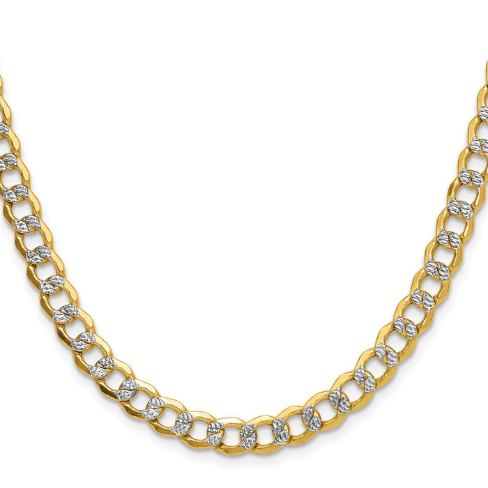 14K Solid Yellow Gold 7.1mm Curb Link Chain Necklace