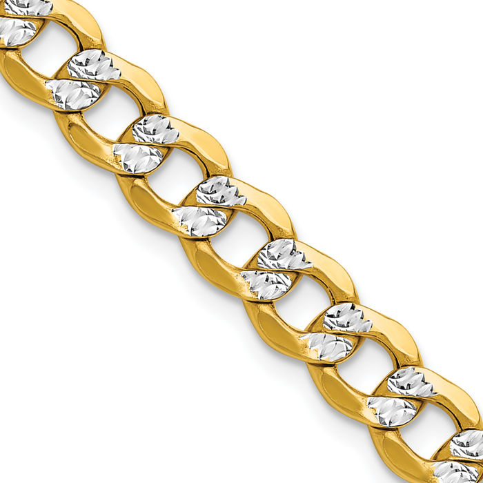 14K Solid Yellow Gold 7.1mm Curb Link Chain Necklace