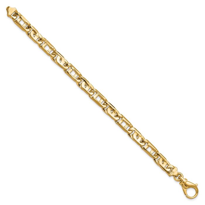 14K Solid Yellow Gold 7.1mm Link Chain Bracelet