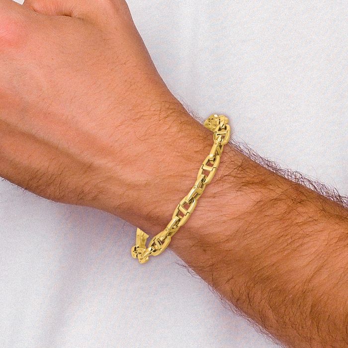 14K Solid Yellow Gold 7.2mm Anchor Mariner Link Chain Bracelet