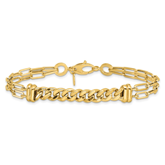 14K Solid Yellow Gold Chain Bracelet | eBay