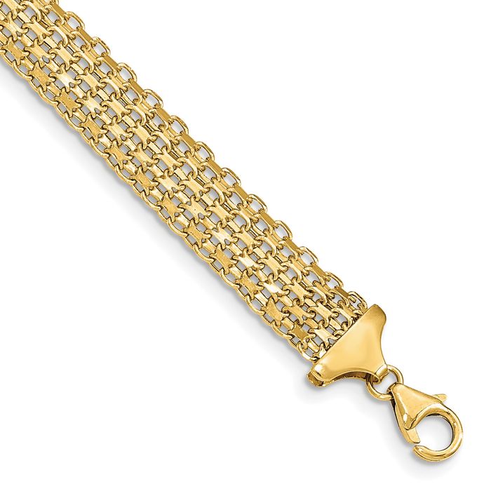 14K Solid Yellow Gold Link Chain Bracelet - Picture 8 of 12