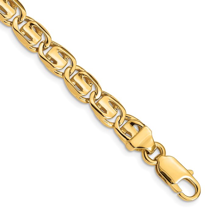 14K Solid Yellow Gold 7.5mm Link Chain Bracelet