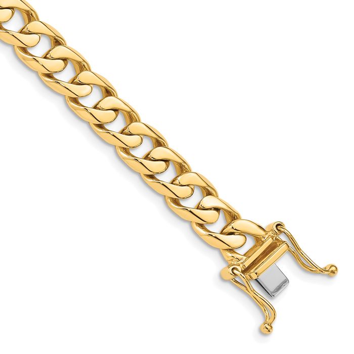 14K Solid Yellow Gold 7.5mm Curb Link Chain Bracelet