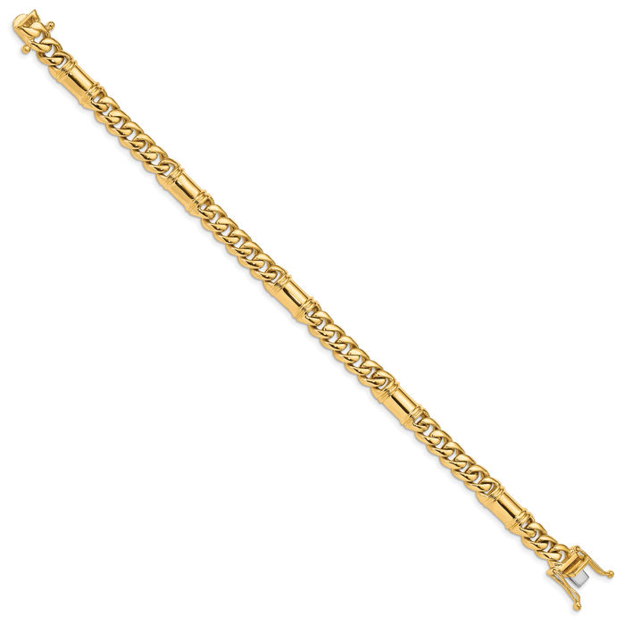 14K Solid Yellow Gold 7.5mm Box Curb Link Chain Bracelet