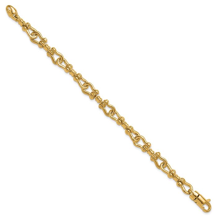 14K Solid Yellow Gold 7.5mm Shackle Link Chain Bracelet