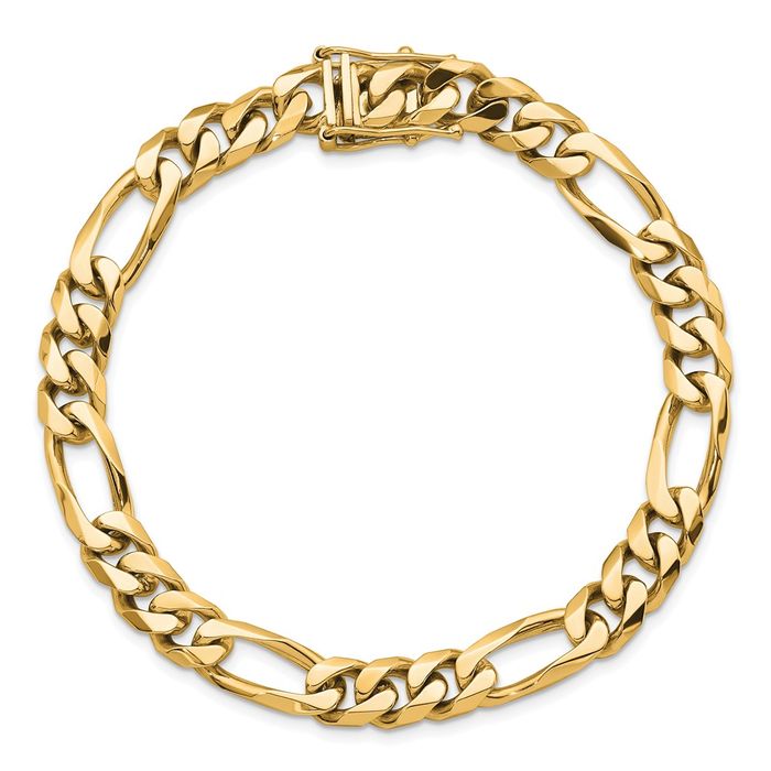 14K Solid Yellow Gold 7.8mm Figaro Link Chain Bracelet