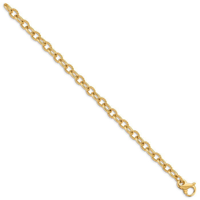 14K Solid Yellow Gold 7.8mm Link Chain Bracelet