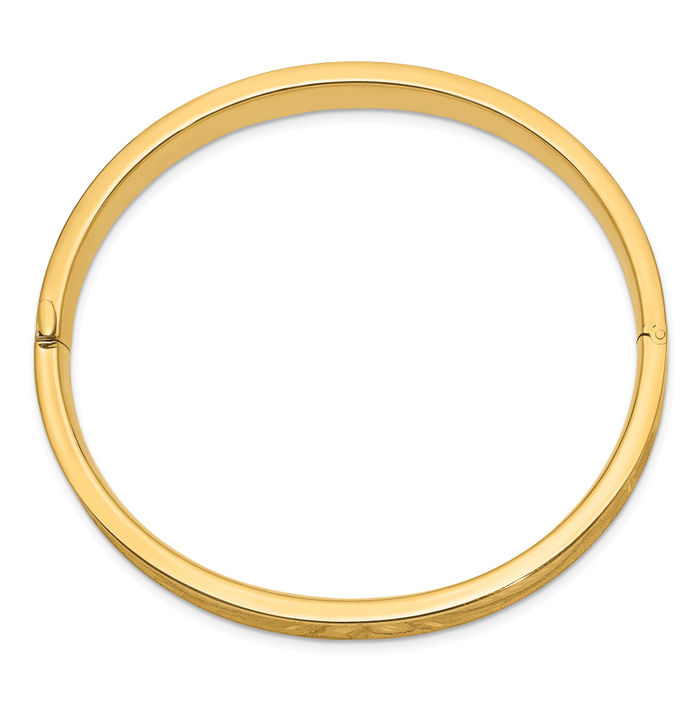 14K Solid Yellow Gold 7.90mm Concave Bangle Bracelet