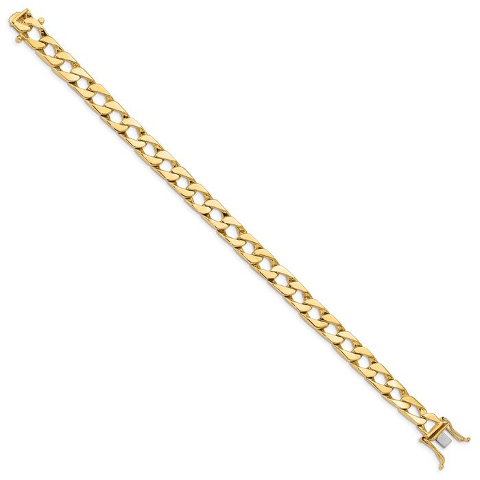 14K Solid Yellow Gold 7.9mm Box Curb Link Chain Bracelet