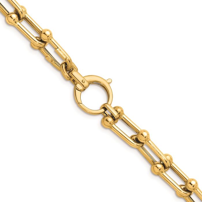 14K Solid Yellow Gold 7mm Anchor Mariner Link Chain Necklace