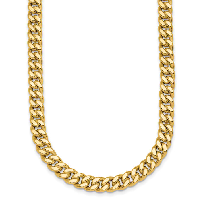 14K Solid Yellow Gold 7mm Curb Link Chain Necklace