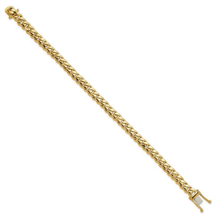 14K Solid Yellow Gold 7mm Curb Link Chain Bracelet