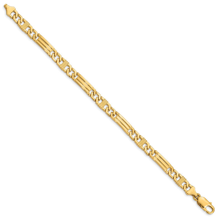 14K Solid Yellow Gold 7mm Link Chain Bracelet