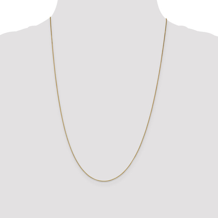 14K Solid Yellow Gold 0.7mm Box Link Chain Necklace