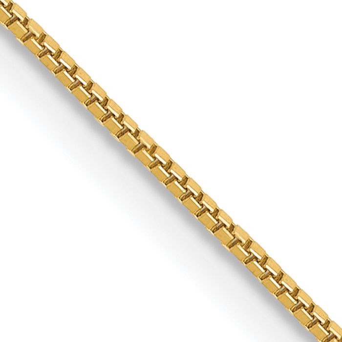 14K Solid Yellow Gold 0.7mm Box Link Chain Necklace