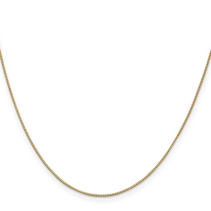 14K Solid Yellow Gold 0.7mm Box Link Chain Necklace