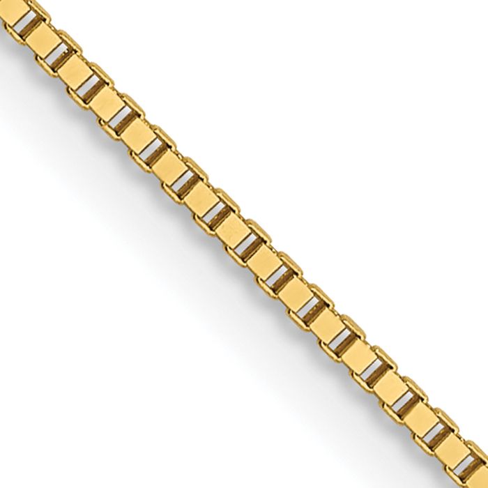 14K Solid Yellow Gold 0.7mm Box Link Chain Necklace