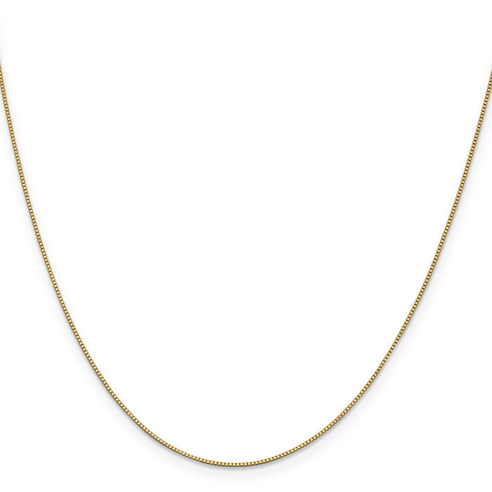 14K Solid Yellow Gold 0.7mm Box Link Chain Necklace