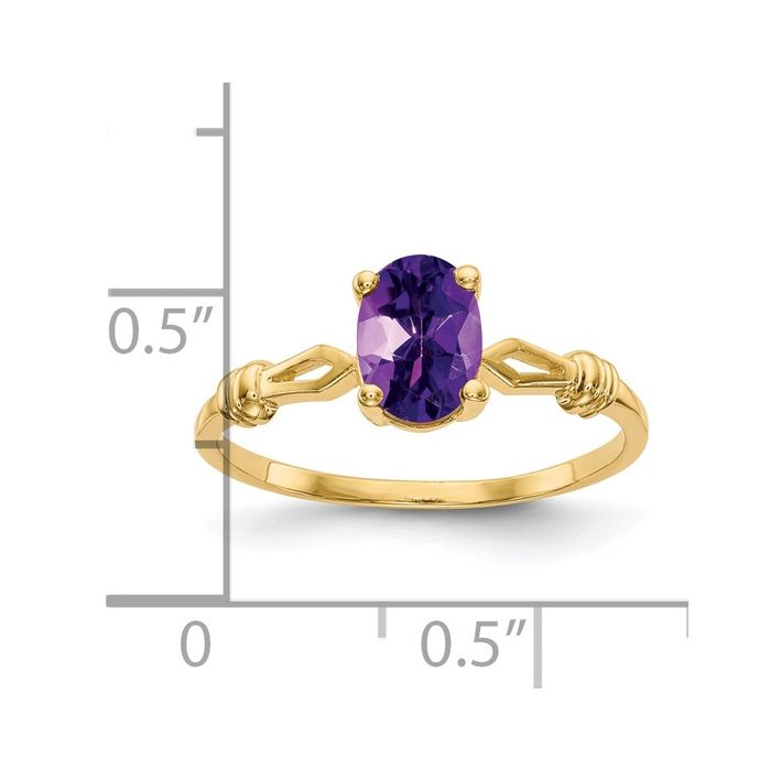 14K Solid Yellow Gold Oval Amethyst Ring - Picture 10 of 53