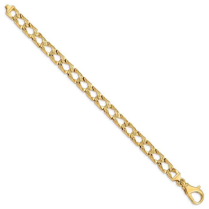 14K Solid Yellow Gold 8.6mm Curb Link Chain Bracelet