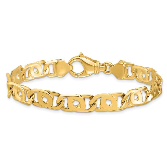 14K Solid Yellow Gold 8.1mm Link Chain Bracelet