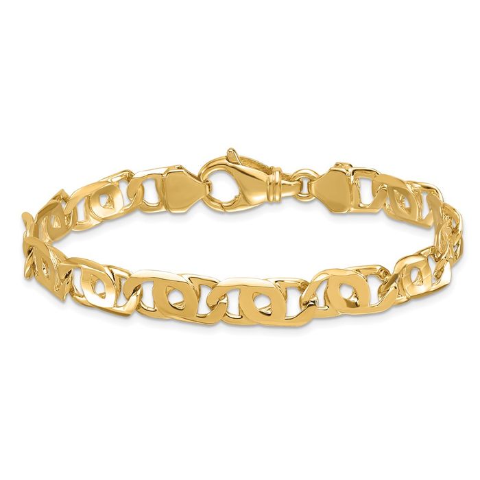 14K Solid Yellow Gold 8.1mm Link Chain Bracelet