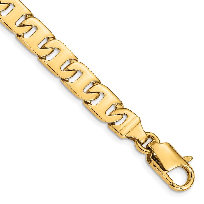 14K Solid Yellow Gold 8.4mm Link Chain Bracelet