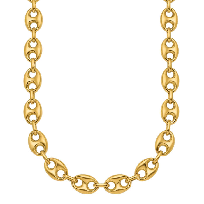 18K Solid Yellow Gold 4.85mm Anchor Puffed Gucci Mariner Link Chain Necklace