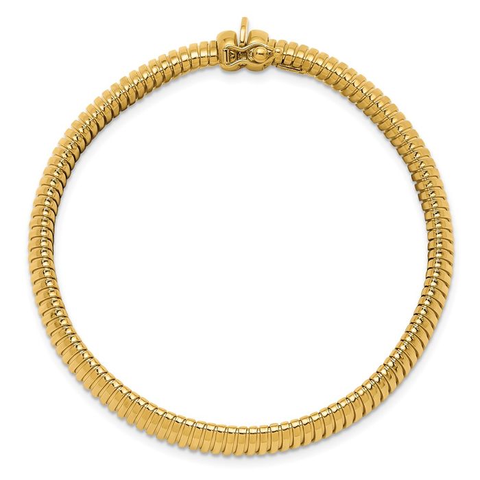 14K Solid Yellow Gold 8.4mm Cubetto Omega Snake Chain Bracelet